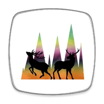 Hirsch - Viereckiger Kühlschrankmagnet - Weiß - Vorne