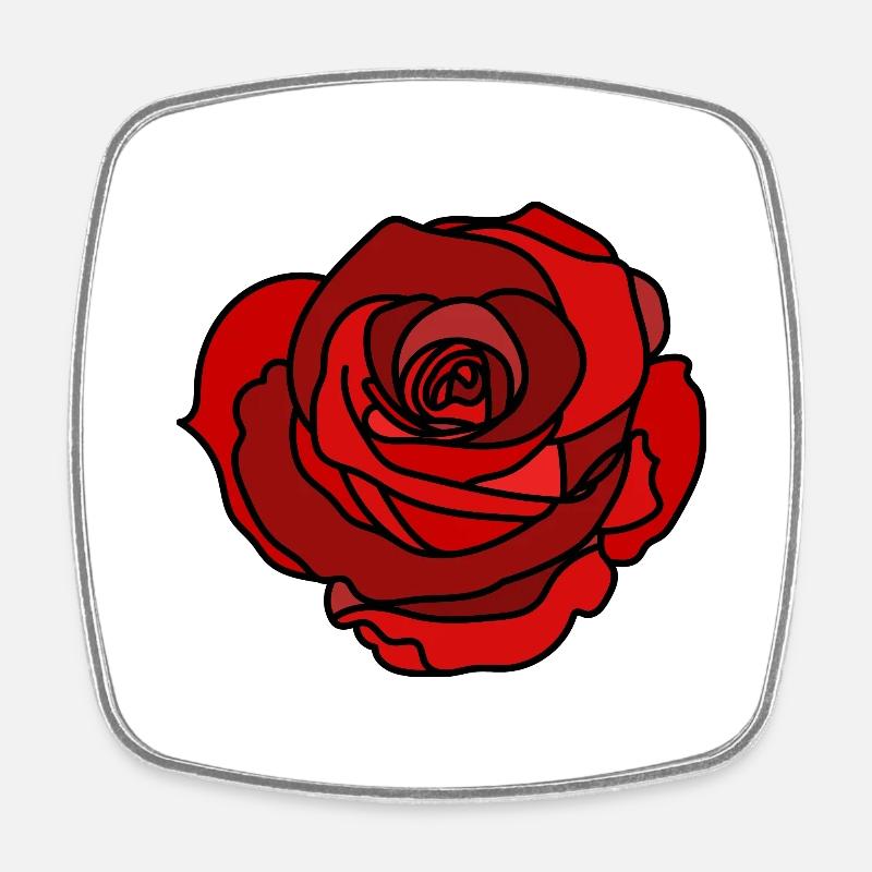 Rose - Magnet carré - blanc