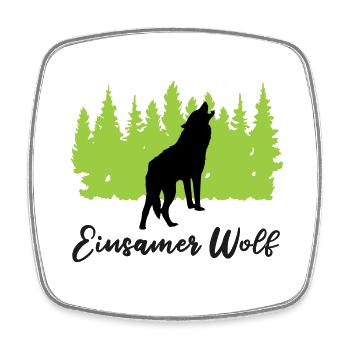 "Einsamer Wolf: Mystische Einzelgängigkeit" - Viereckiger Kühlschrankmagnet - Weiß - Vorne