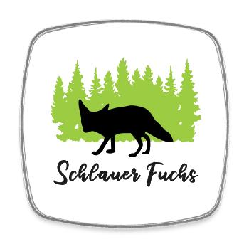 "Schlauer Fuchs: Clevere Listigkeit" - Viereckiger Kühlschrankmagnet - Weiß - Vorne