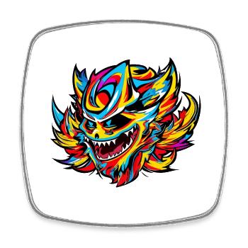 Happy monster - Square fridge magnet - white - Front