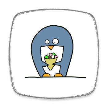 Pingouin à la crème glacée - Magnet carré - blanc - Devant