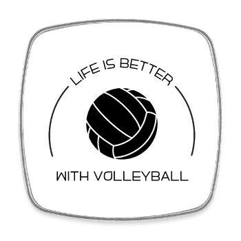 Life is better with Volleyball - Viereckiger Kühlschrankmagnet - Weiß - Vorne