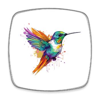 Ozi der Kolibri - Viereckiger Kühlschrankmagnet - Weiß - Vorne