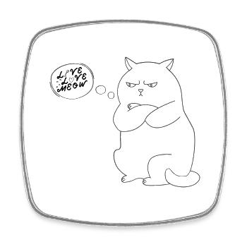 Funny Cat ‘Live, Love, Meow’ - Square fridge magnet - white - Front