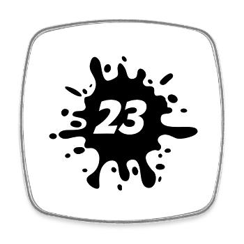 23 - Viereckiger Kühlschrankmagnet - Weiß - Vorne