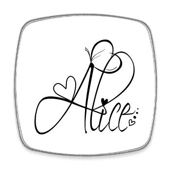 Alice Name Vorname Mädchen Kalligrafie Dekor - Viereckiger Kühlschrankmagnet - Weiß - Vorne