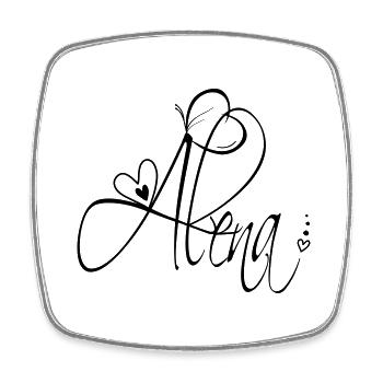 Alena Name Vorname Mädchen Kalligrafie Dekor - Viereckiger Kühlschrankmagnet - Weiß - Vorne