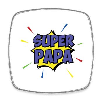 Super Papa Cadeau Fête des Pères Anniversaire - Magnet carré - blanc - Devant
