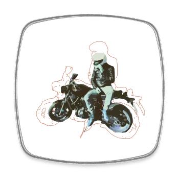 Motorrad Fahrer - Viereckiger Kühlschrankmagnet - Weiß - Vorne