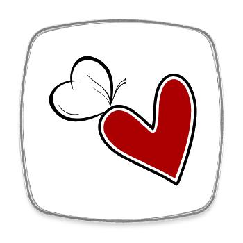 Butterfly heart heart with butterfly - Square fridge magnet - white - Front