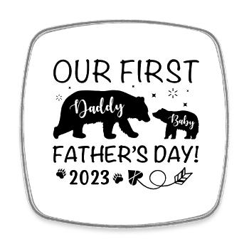 Daddy and Baby First Father's Day - Square fridge magnet - white - Front