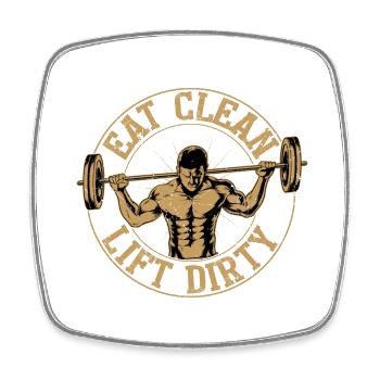Eat Clean Lift Dirty Workout Training Weight Lifti - Viereckiger Kühlschrankmagnet - Weiß - Vorne
