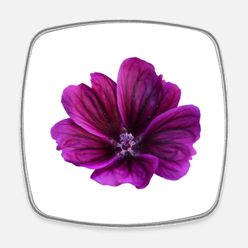Fleur violette de mauve - Magnet carré - blanc
