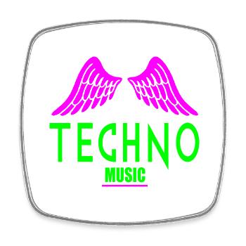 Techno music angel wings - Square fridge magnet - white - Front