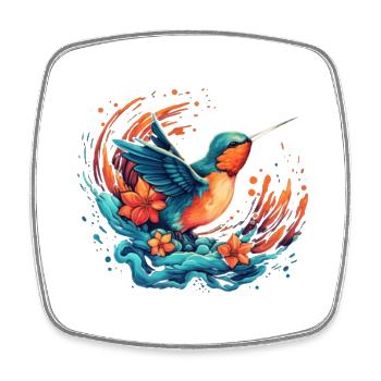 Oiseau explosion de fleurs - Magnet carré - blanc - Devant