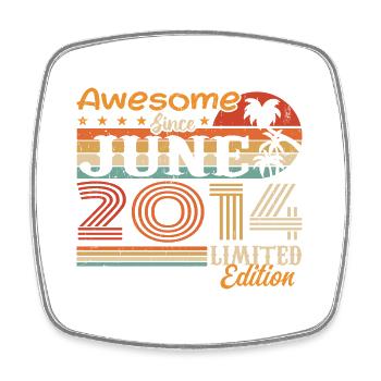 June 2014 Retro Vintage Juni 2014 birthday - Square fridge magnet - white - Front