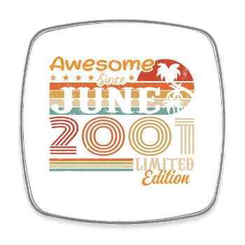 June 2001 Retro Vintage Juni 2001 birthday - Viereckiger Kühlschrankmagnet - Weiß - Vorne