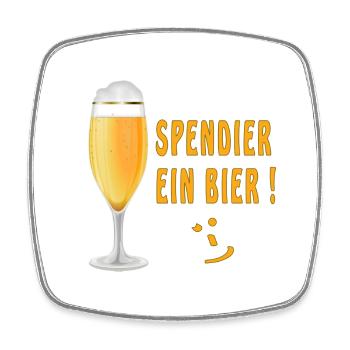 Spendier ein Bier! - Viereckiger Kühlschrankmagnet - Weiß - Vorne