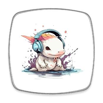Bizi der audiophile Axolotl - Viereckiger Kühlschrankmagnet - Weiß - Vorne