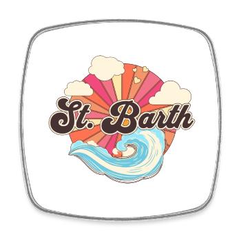 Saint Barthélemy Rétro Plages des années 80 - Magnet carré - blanc - Devant