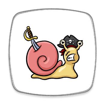 Piratenschnecke - Viereckiger Kühlschrankmagnet - Weiß - Vorne