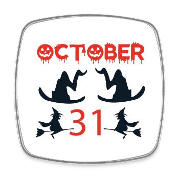Sorcières Joyeux T-shirt Halloween Chat noir, Jack - Magnet carré - blanc - Devant