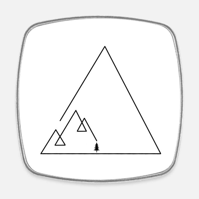 Geometric mountains with trees 🌲 - Viereckiger Kühlschrankmagnet - Weiß