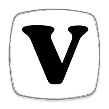 Buchstabe v - Viereckiger Kühlschrankmagnet - Weiß - Vorne