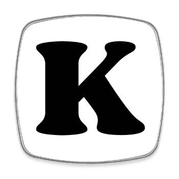 Buchstabe k - Viereckiger Kühlschrankmagnet - Weiß - Vorne