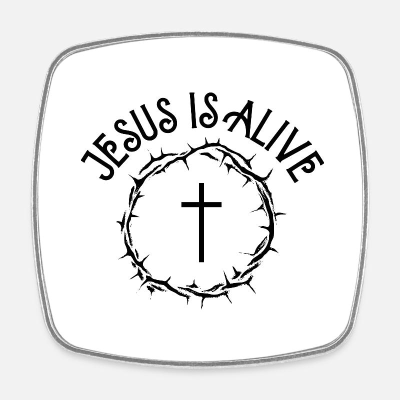 Jesus is alive - Square fridge magnet - white