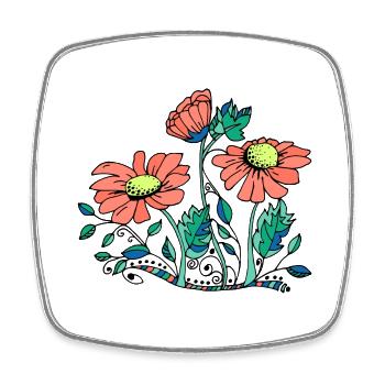 Fleur - Magnet carré - blanc - Devant