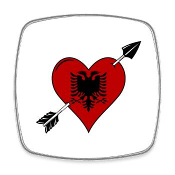 Albanien Flagge Herz verliebt - Viereckiger Kühlschrankmagnet - Weiß - Vorne