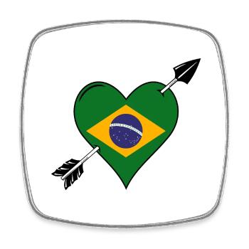 Brasilien Flagge Herz verliebt - Viereckiger Kühlschrankmagnet - Weiß - Vorne