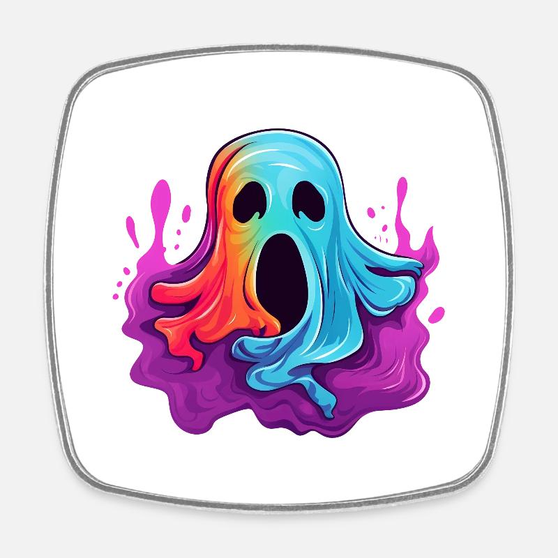 Colorful Halloween Ghost - Square fridge magnet - white
