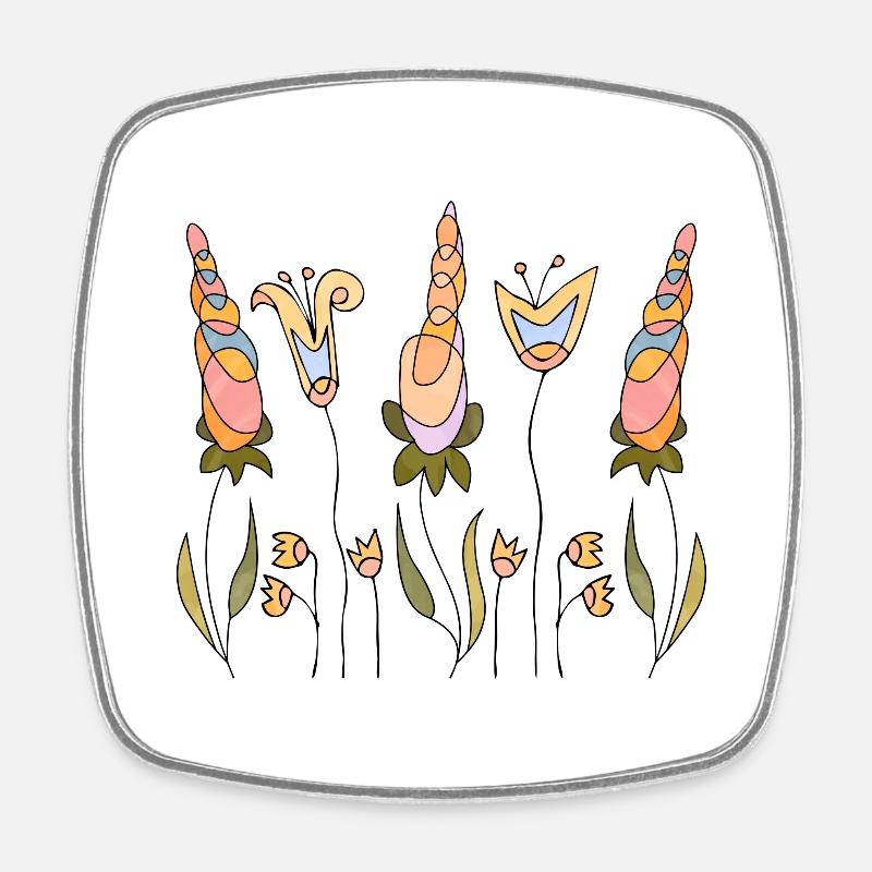 Blumen - Viereckiger Kühlschrankmagnet - Weiß