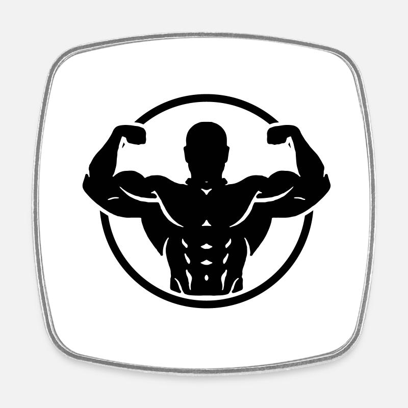 Bodybuilding Logo - Square fridge magnet - white