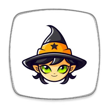Cute Halloween Witch - Square fridge magnet - white - Front