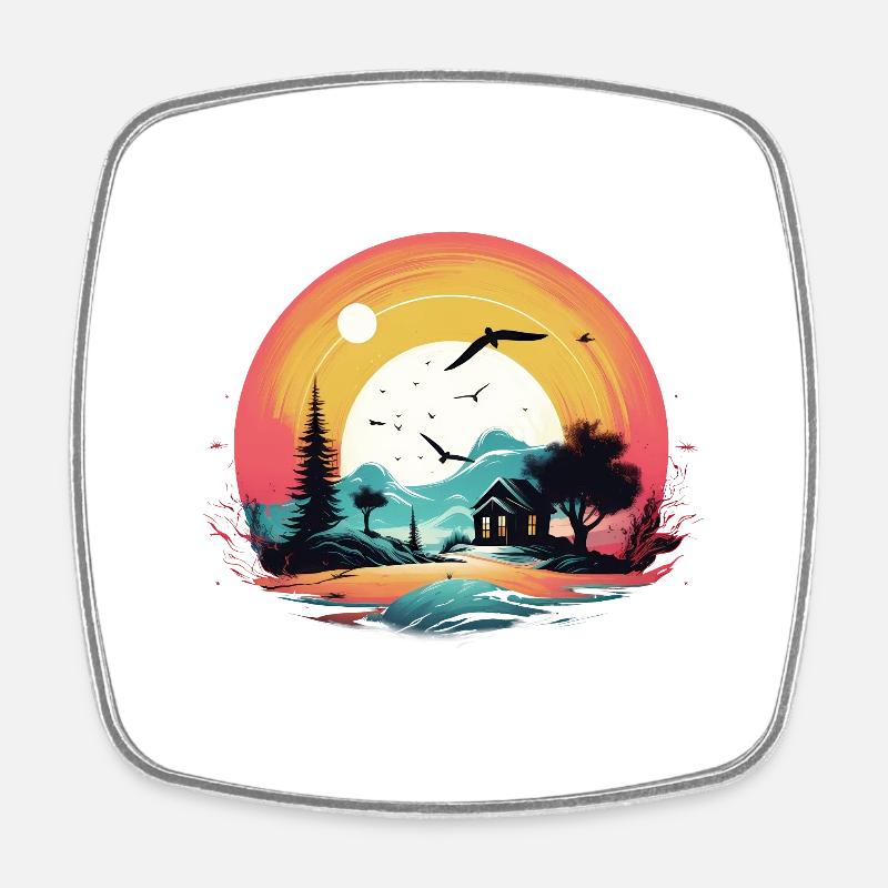 Sunset - Square fridge magnet - white