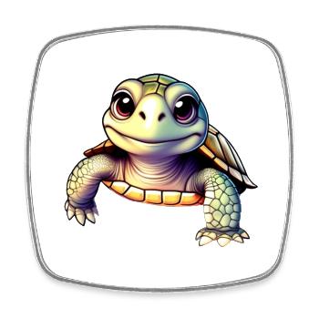 Schildkröte - Viereckiger Kühlschrankmagnet - Weiß - Vorne