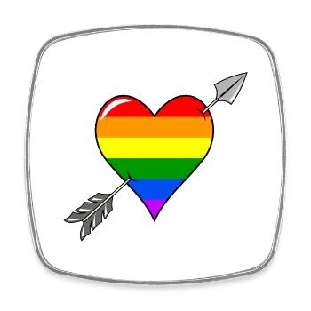 Herz und Pfeil Liebe Regenbogenflagge - Viereckiger Kühlschrankmagnet - Weiß - Vorne
