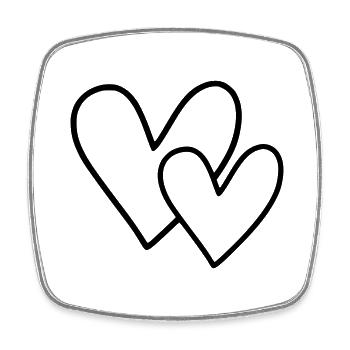 2 Hearts - Square fridge magnet - white - Front