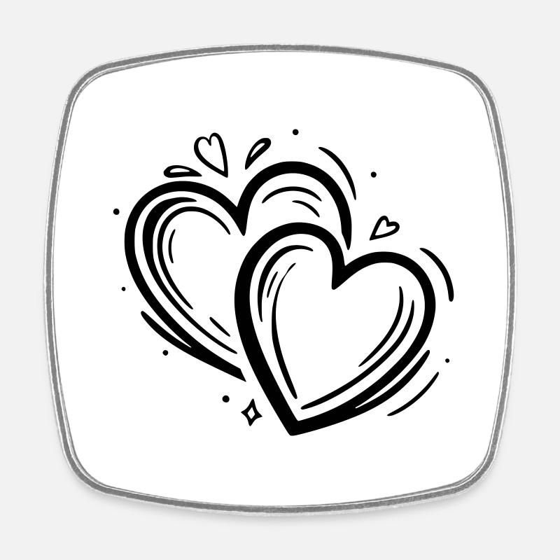 2 Hearts Decor - Square fridge magnet - white