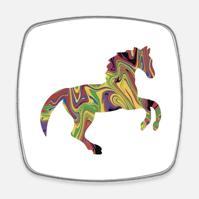 Cheval coloré - Magnet carré - blanc