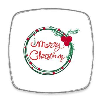 Christmas holly berry wreath - Square fridge magnet - white - Front