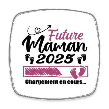 Future Maman 2025 Chargement En Cours - Cadeau - Magnet carré - blanc - Devant