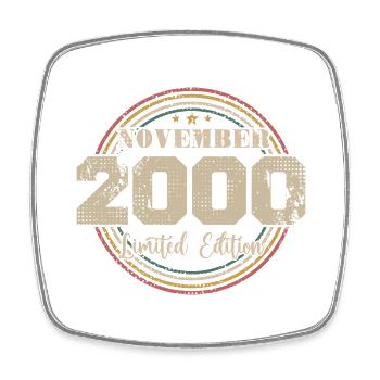 Birthday Gift, Vintage Born in November 2000 - Square fridge magnet - white - Front