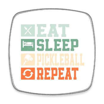 Eat Sleep Pickleball Repeat Paddle Racket Player - Viereckiger Kühlschrankmagnet - Weiß - Vorne