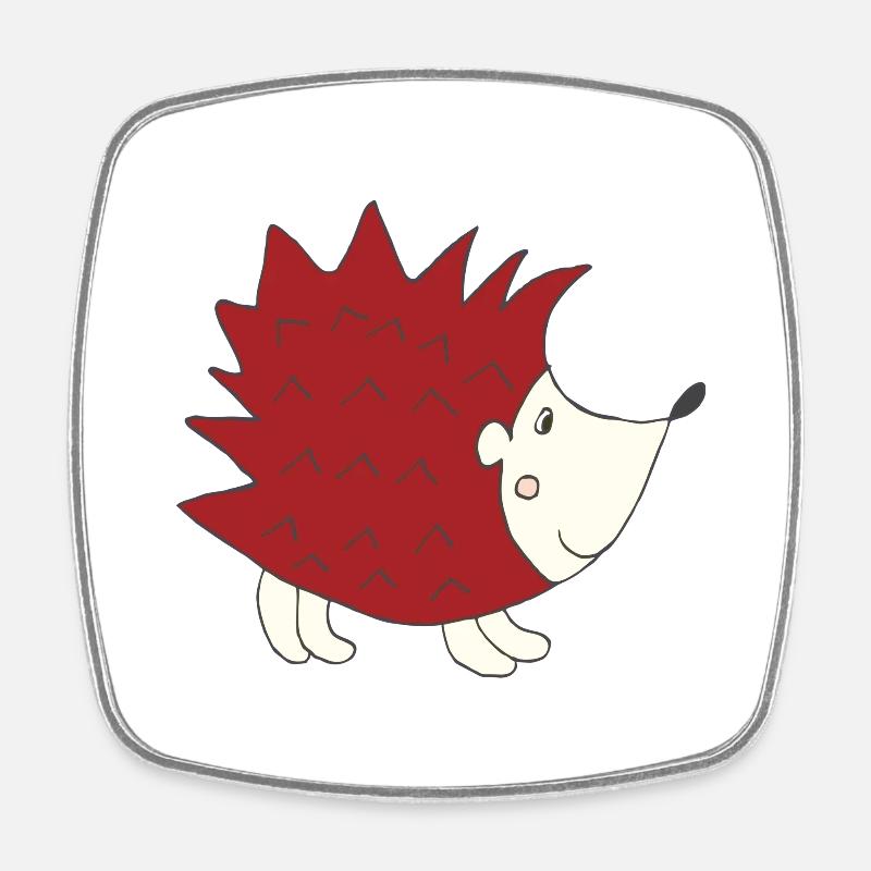 Hedgehog Red - Square fridge magnet - white