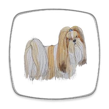 Lhasa Apso Spaß - Viereckiger Kühlschrankmagnet - Weiß - Vorne